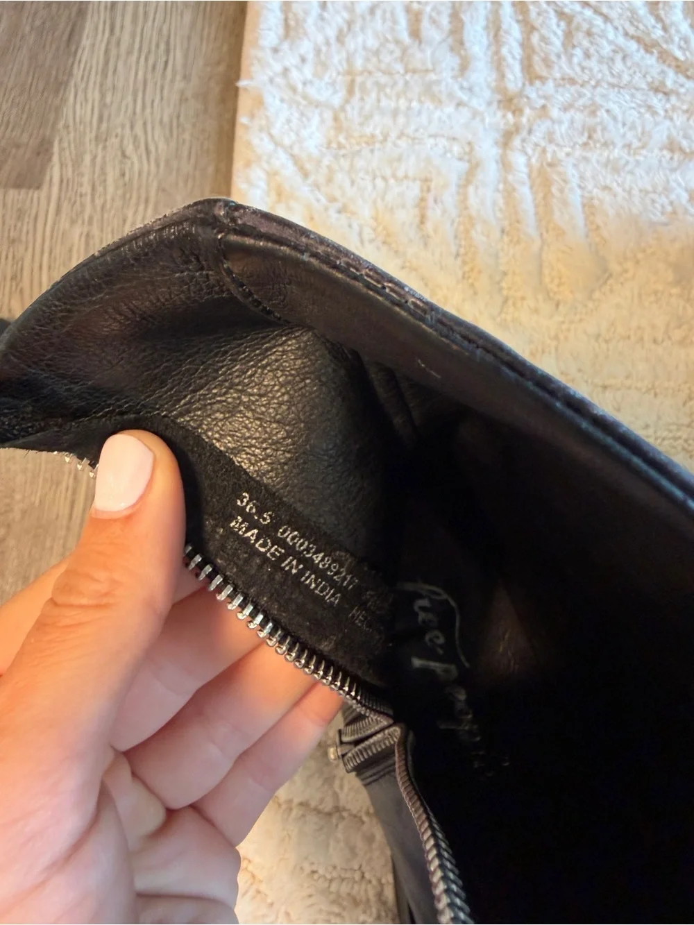 Free People Black Leather Side-Zip Ankle Boots